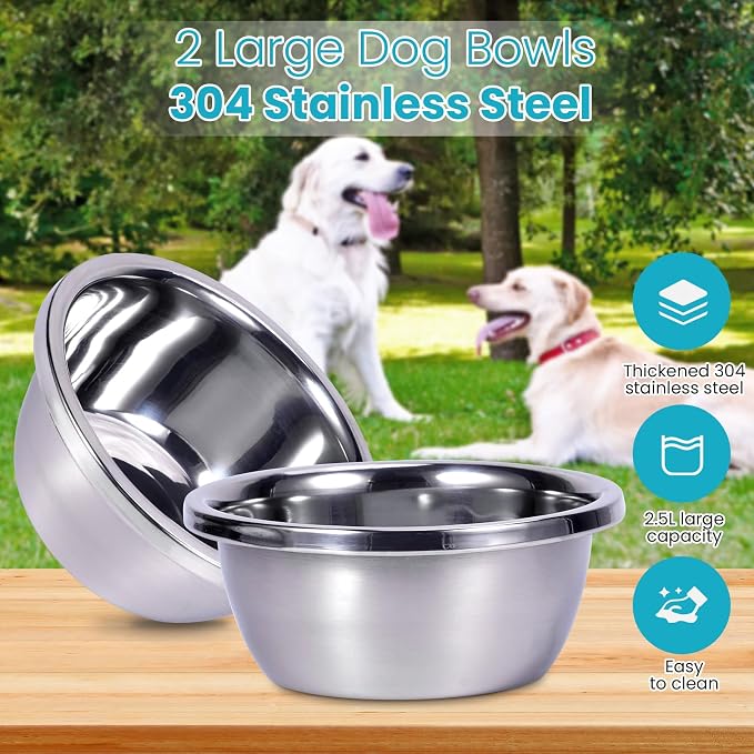Elevated Dog Bowls with Storage Large Breed 15" H Raised Dog Bowl | 2 In 1 Pet Food Storage Container & Feeder, Galvanized Pet Feeder Feeding Station, Waterproof, Leak-proof, Holds Up To 45 Lbs