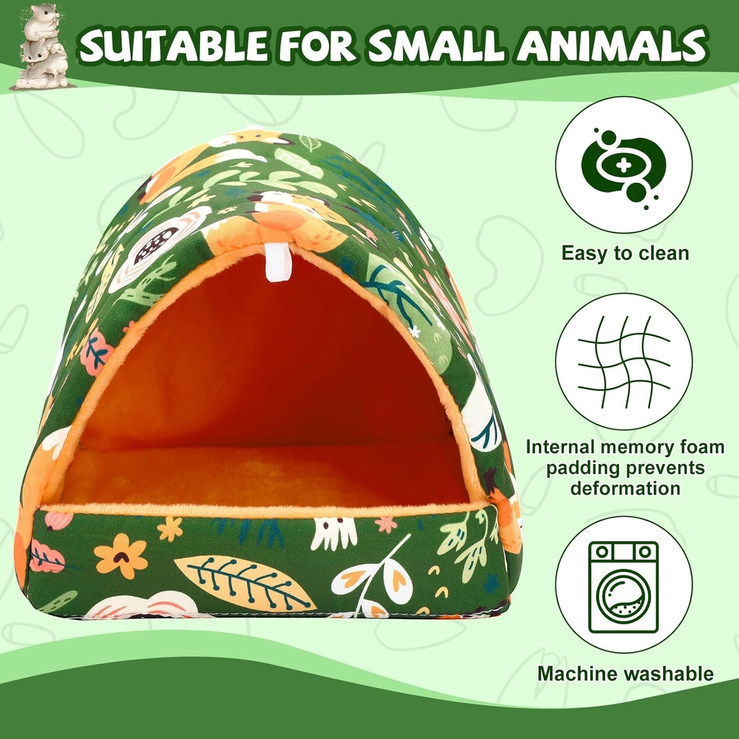 UPINS Guinea Pig Bed, Guinea Pig Hideout Washable Small Animal House Cage Accessories for Dwarf Rabbits Chinchillas Hamsters Hedgehogs Ferrets Bearded Dragons and Rats