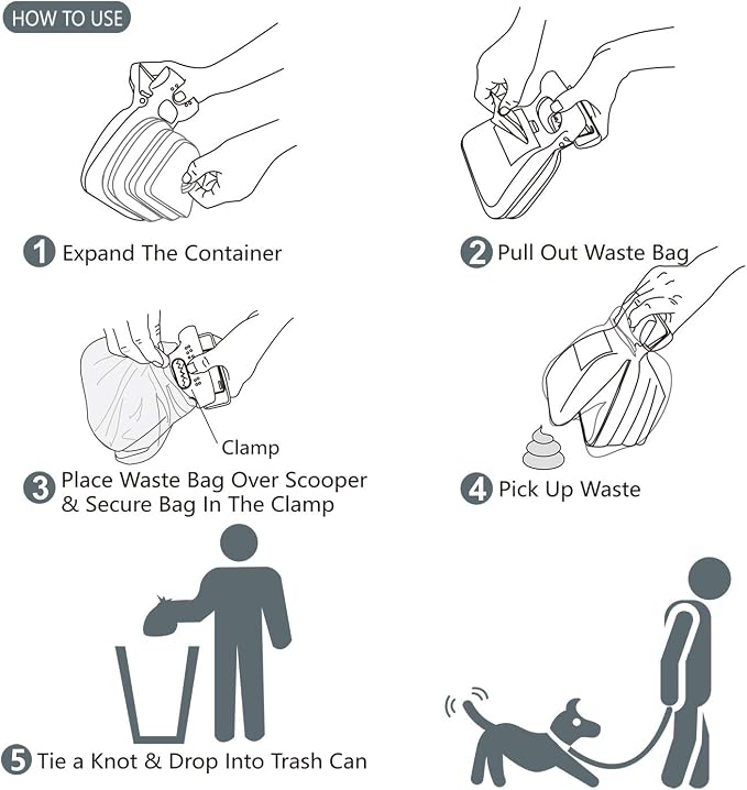 Dog Pooper Scooper, Portable Poop Scooper Handheld Size for Walking Large and Small Dogs Outside Yard or Travel Outdoors, Pup Poop Scoop with Container and 30pcs Pet Waste Bag Attachment, Blue