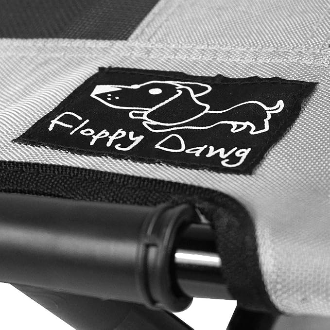 Floppy Dawg Just Chillin' Elevated Dog Bed. Cool Cot with Removable Canopy Shade. Indoor or Outdoor Pet Use. Lightweight and Portable. Chill in Style on Raised Breathable Mesh Fabric.
