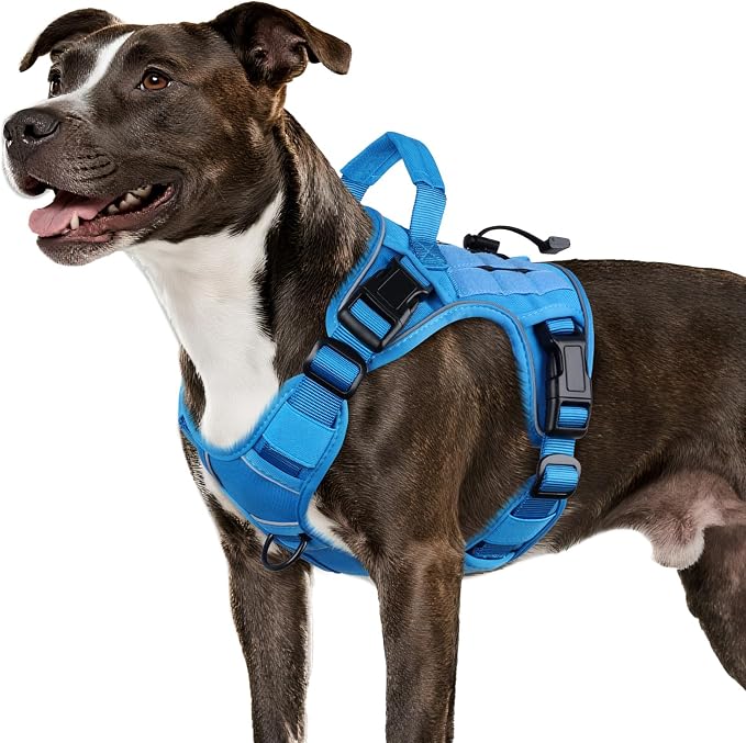 WINGOIN Blue Tactical Dog Harness for Medium Size Dogs,No Pull Dog Harness | Heavy Duty with Handle,Adjustable Reflective,Military K9 Pet Vest,for Pitbull Female Male,for Walking Hiking Hunting