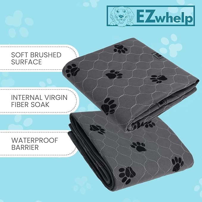 EZwhelp Reusable Quick Dry Pad - Waterproof Pet Pee Pads Washable for Large Dogs - Non-Slip Dog Training Pads, Fast Absorbent - Reusable Potty Pads for Cats and Dogs - 50" x 80" Pack of 1