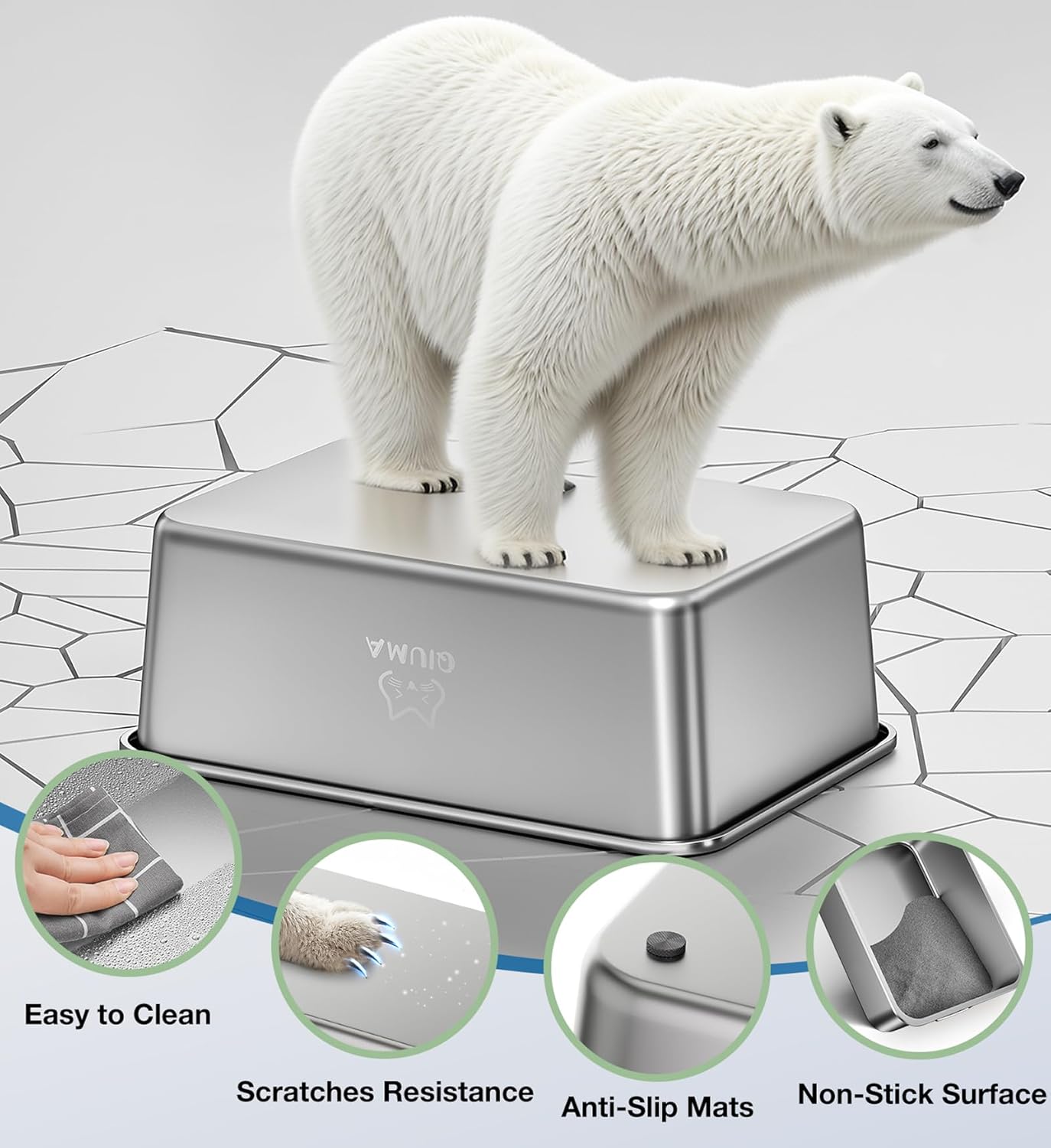 Stainless Steel Litter Box, Metal Cat Litter Box with High Sided for Big and Small Cats, Kitty Litter Boxes, Non-Stick, Easy to Clean, Odor-Free, Small Cats Toilet