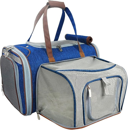 Mr. Peanut's Gold Series Standard Size Airline Compliant Expandable Pet Carrier V3.0 (Deja Blue)