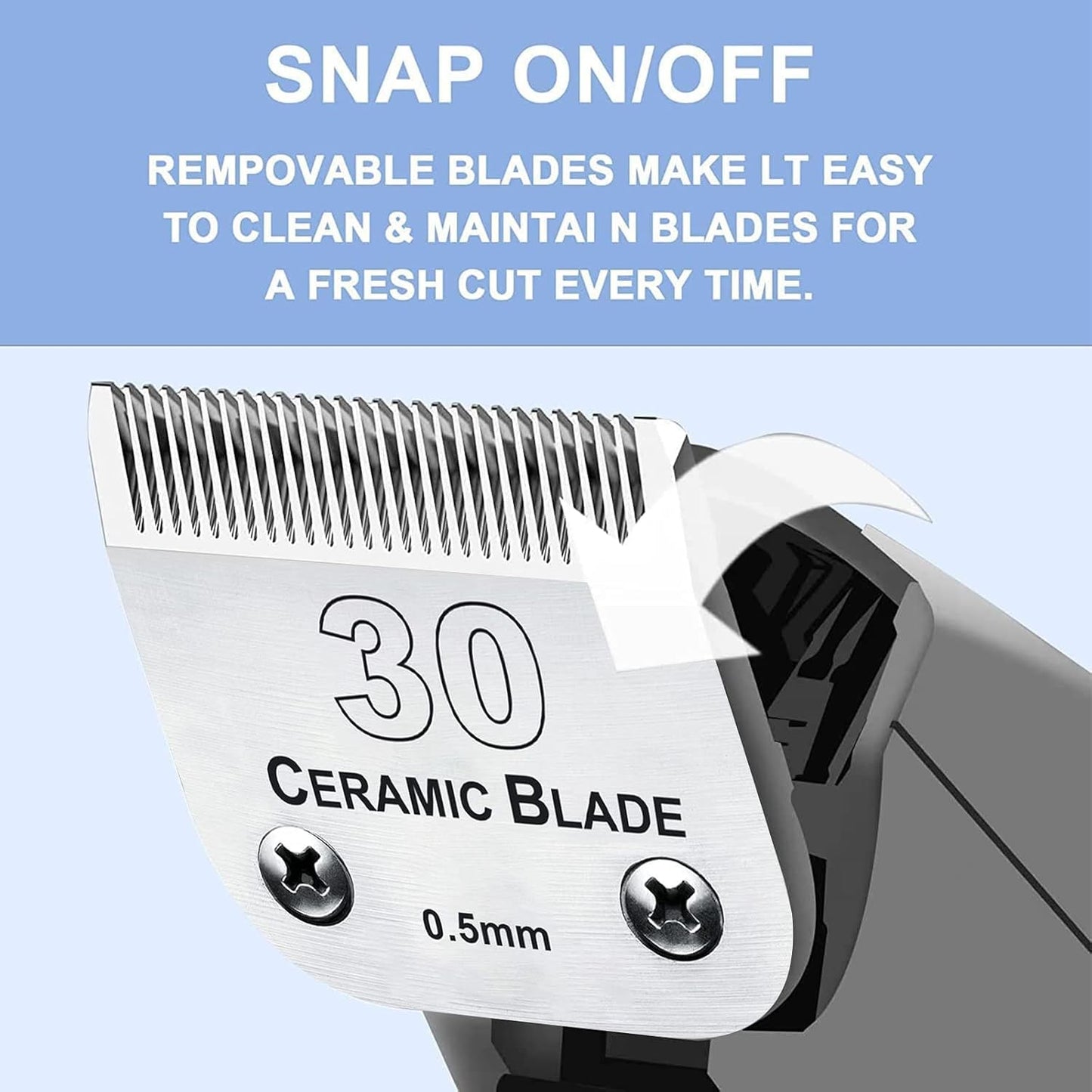 3PCS 30 Blades Dog Grooming Clipper Blades Compatible with Andis Pet Clipper/Oster A5/Wahl KM Series Dog Clipper,Ceramic Blade & Stainless Steel Blade