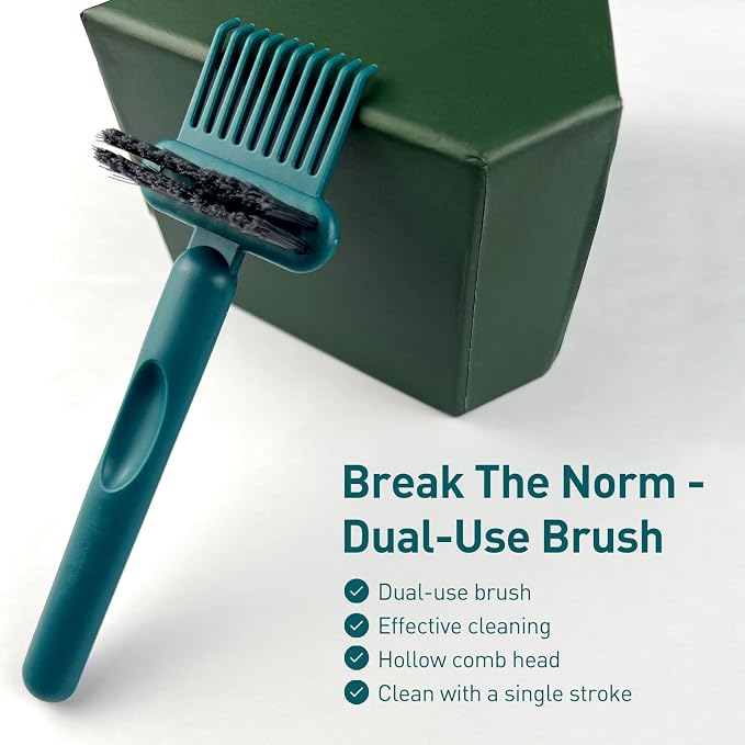 2-in-1 Hair Brush Cleaning Tool, Green Hairbrush Cleaner and Rake for Removing Hair and Dust, Durable and Ergonomic Design for Home and Salon Use (1 Pack)