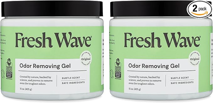 Fresh Wave Odor Removing Gel, 15 oz., Pack of 2 - Odor Absorbers for Home, Safer Odor Relief, Natural Plant-Based Odor Eliminator, Every 15 oz. lasts 30-60 Days, For Cooking, Trash & Pets