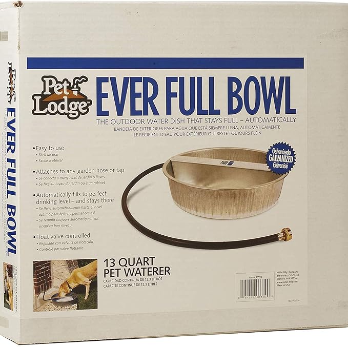 Little Giant Dry Food Automatic Steel Dog Feeder Chow Hound 25 Pound Capacity & 13-Quart Galvanized Steel Ever Full Pet Water Bowl Dish