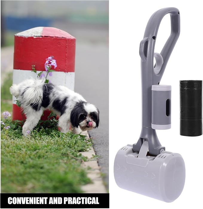 Toyvian Heavy Duty Pooper Scooper for Large Dogs with Long Handle Portable Dog Poop Picker Waste Scoop Tool for Outdoor Pet Cleanup Gray