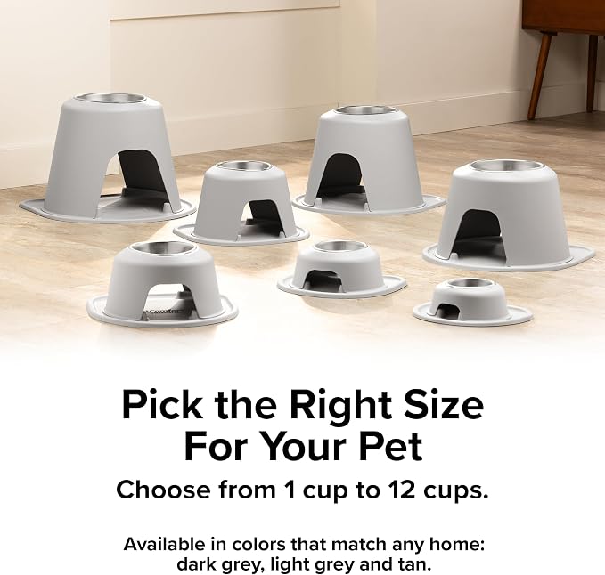WeatherTech Single High Pet Feeding System - Raised Dog/Cat Bowl - 12" High Stand Dark Grey (SH6412DGDG)