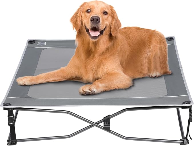 TIMBER RIDGE Outdoor Dog Bed, Cooling Elevated Pet Bed Portable Raised Dog Bed with Breathable Mesh, Dog Bed Foldable Dog Cot for Indoor & Outside, Grey