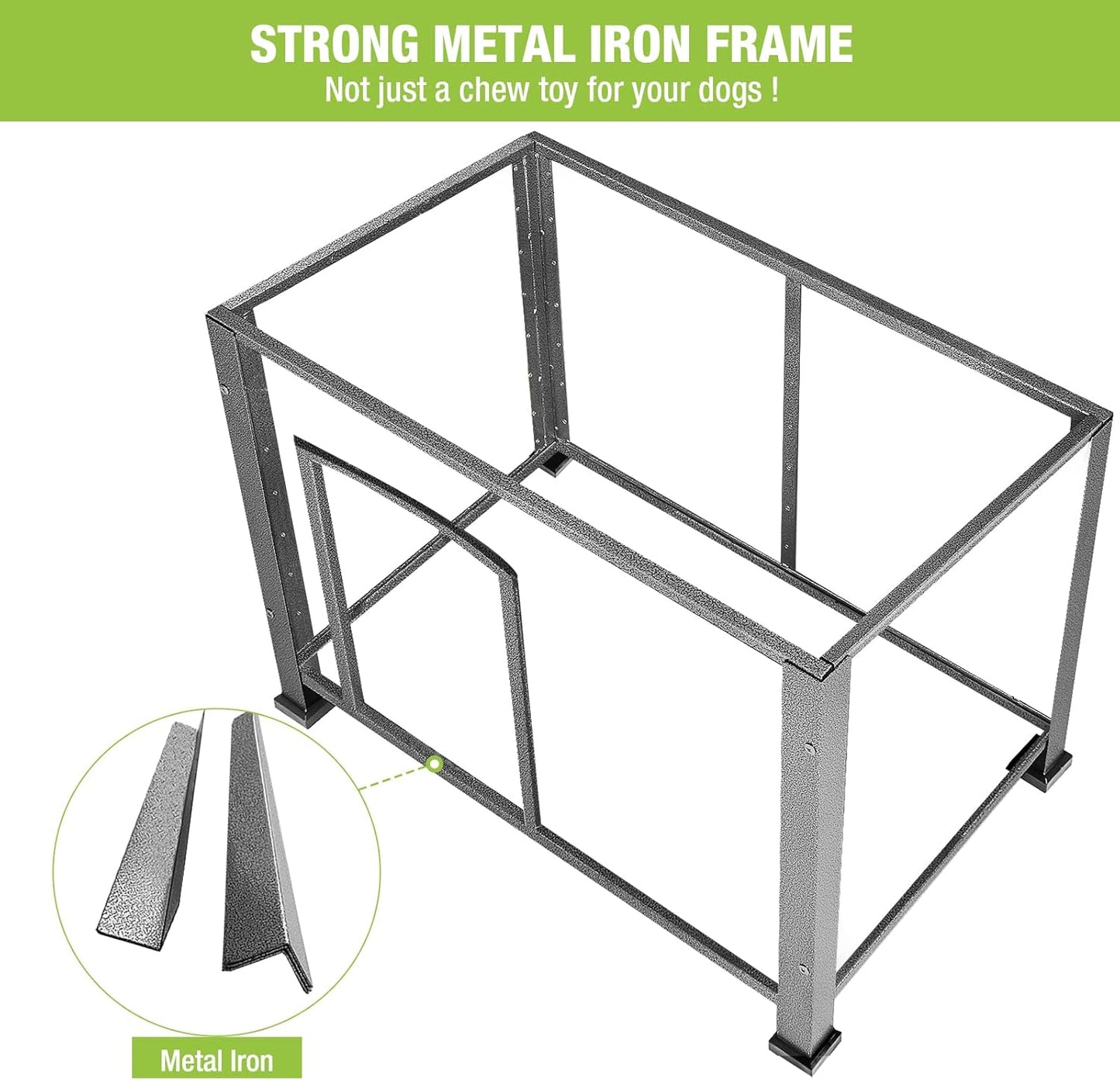 GUTINNEEN Chew Proof Dog House with Metal Iron Frame Outdoor Dog Kennel for Small Medium Large Indoor Dog Cage (33.5" L,Brown Color)