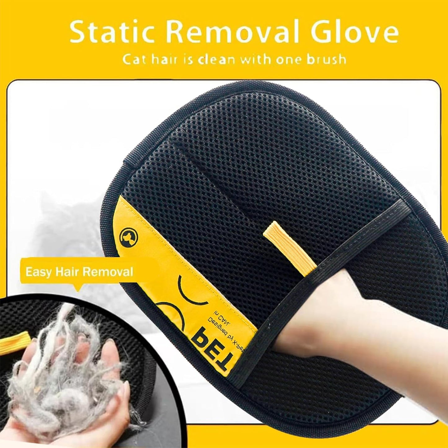 Pet Hair Removal Glove for Cats & Dogs,Pet Hair Remover Electrostatic Gloves,Efficient Pet Grooming Gloves,Reusable Cat & Dog Hair Remover for Couch, Furniture, Carpet, Curtain(3PC)