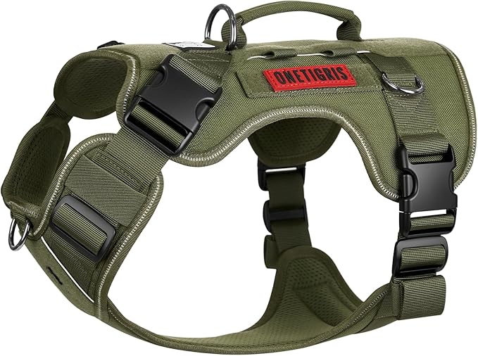 OneTigris No-Pull Tactical Dog Harness Reflective Vest for Medium Dogs | Military-grade 1000D Nylon Easy Control Vest – Adjustable Dog Harness with Hook & Loop Panels for Walking, Hiking, Training