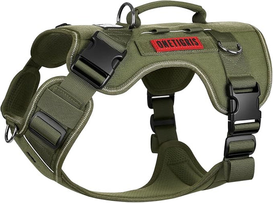 OneTigris No Pull Tactical Dog Harness for Medium Large Dogs | Reflective K9 Working Easy Control Vest – Adjustable Dog Harness with Hook & Loop Panels for Walking, Hiking & Training