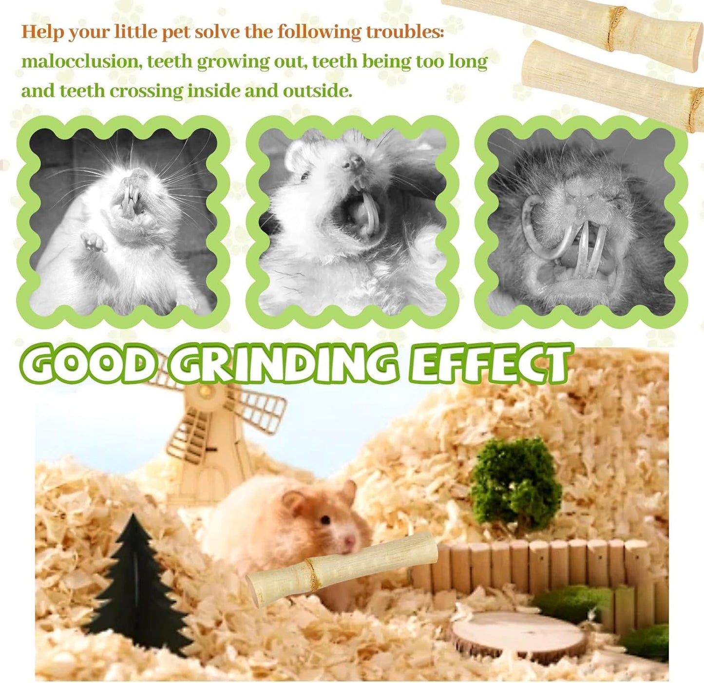 2lb Natural Sweet Bamboo Chew Toys for Small Pets - Organic Molar Sticks with Xylose & Vitamins for Rabbit, Guinea Pig, Hamster - Dental Care & Chewing Entertainment