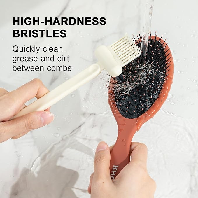 RHOS 2-in-1 Hair Brush Cleaner Tool, Comb Cleaner for Removing Hair and Dust, Ideal for Home, Salon Use (1 Pack - Beige)