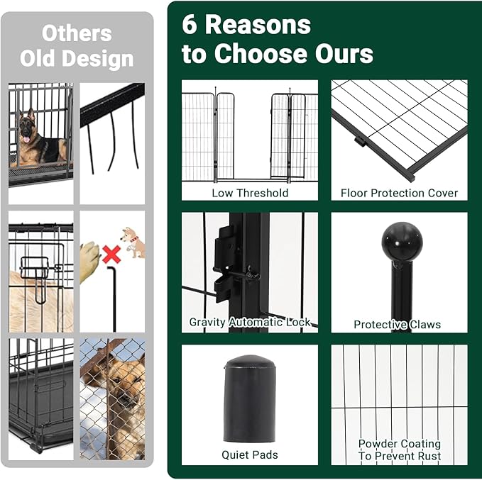 Dog Playpen,40 inch(H) 21 Ft(L) 8 Panels Dog Fence Indoor/Outdoor,Heavy Duty Metal Pet Puppy Exercise Pen, Wide Door Low Threshold,Portable Pet Playpen for Rv Camping Garden Yard