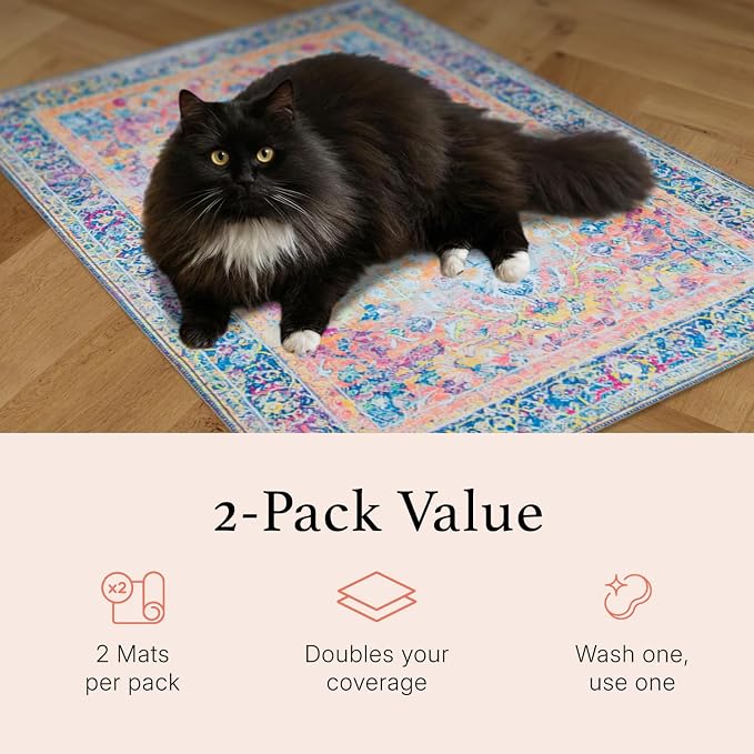 Lovewag Cat Litter Mat, Litter Box Mat, Caramel Creme, 16x24, 2 Pack | Washable litter mat cover, kitty litter mat & cat mat for litter box, litter trapping mat, prevents tracking, multi-cat