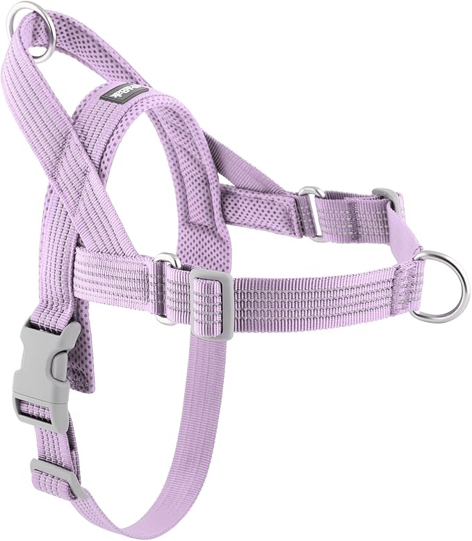 No Pull Dog Harness with Handle, Adjustable Soft Mesh Padded Vest | Reflective Walking Harness with Front Clip for Small Medium Large Dogs, Quick Fit No Escape for Training, Purple, S