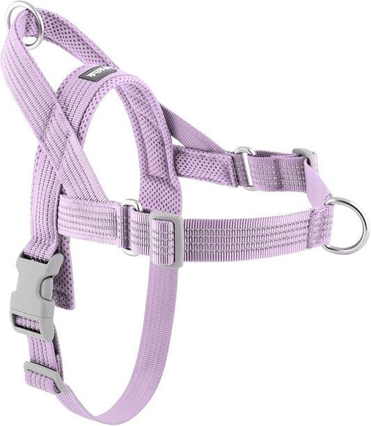 No Pull Dog Harness with Handle, Adjustable Soft Mesh Padded Vest | Reflective Walking Harness with Front Clip for Small Medium Large Dogs, Quick Fit No Escape for Training, Purple, L