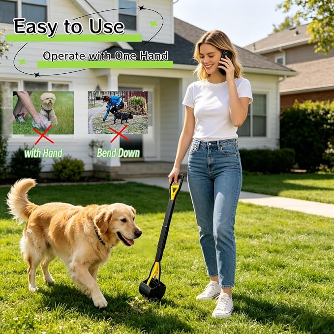 2 Pack 32" Long Handle Pooper Scooper for Large Small Dogs, Dog Pooper Scooper for Yard Lightweight Poop Scooper with Durable Material