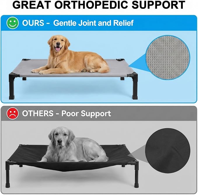 Elevated Dog Bed Raised Cooling Dog Cot for Small Dogs, Portable Indoor & Outdoor Pet Bed with No-Slip Feets Breathable Mesh Pet Bed for Camping Outdoor