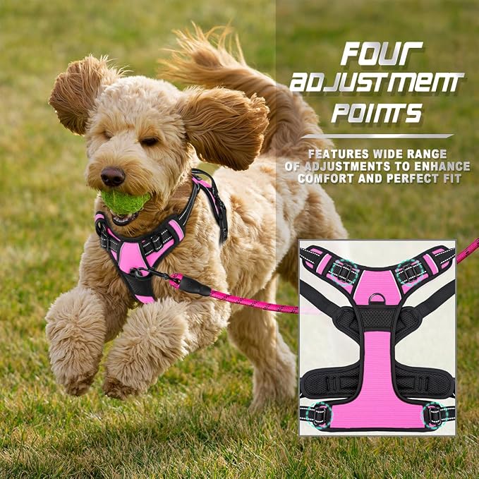 BARKBAY Dog Harness No Pull for Small Sized Dog Front Back Clips,Dog Vest | Soft Padded No Choke With Handle,Easy On&Off,Adjustable Reflective For Walking Training Running(Pink,XS)