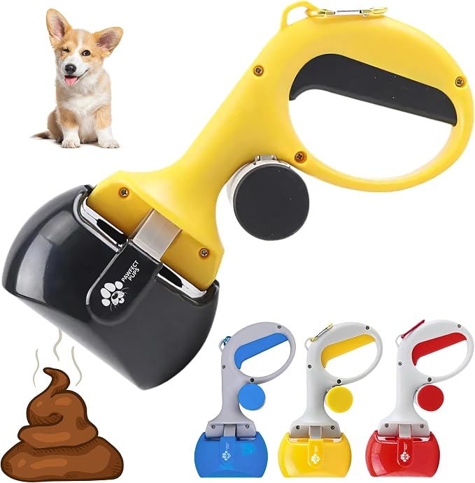 Dog Pooper Scooper for Small & Medium Dogs, 10” x 5” Lightweight Poop Scooper with Ergonomic Comfort Grip, Non-Stick Surface, Portable & Easy to Clean