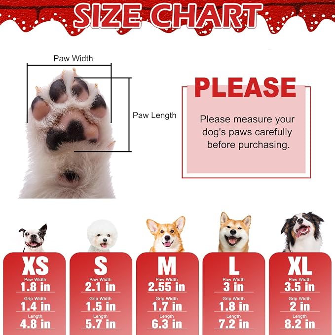 EXPAWLORER Christmas Anti-Slip Soft Dog Socks for Hardwood Floor,Warm Dog Shoes,Paw Protectors for Cold Pavement,Prevent Licking,Traction Control for Small Medium Large Senior Dogs