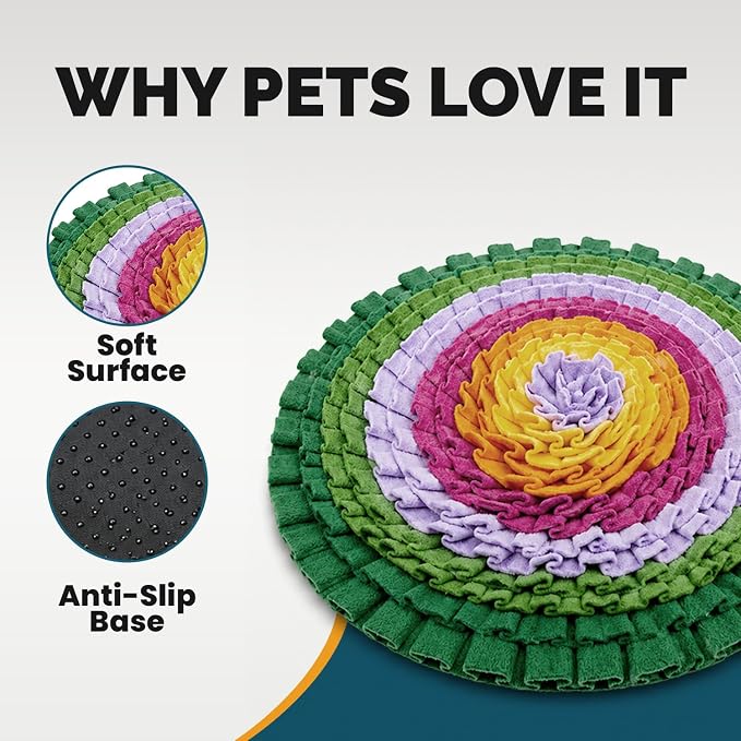 PET ARENA Snuffle Mat Dog Puzzle Toy Adjustable Interactive Feeder | Promotes healthy habits sensory activities, reduces boredom, supports focus, provides engaging playtime indoors or outdoors.