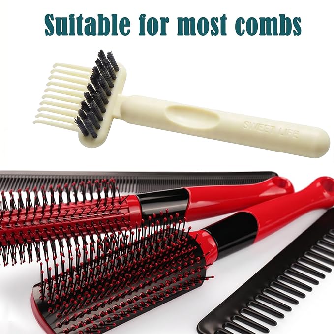 2-in-1 Hair Brush Cleaner & Remover Tool Brush Cleaning Tool Comb Cleaner Effective Hairbrush Cleaners Small and Portable for Travel Man Woman Home Salon Removing Hair Dust