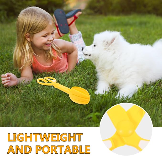 Portable Dog Poop Scooper Heavy Duty Pet Waste Picker with Long Handle, Pooper Scooper Tool for Outdoor Dog Waste Removal, Yellow