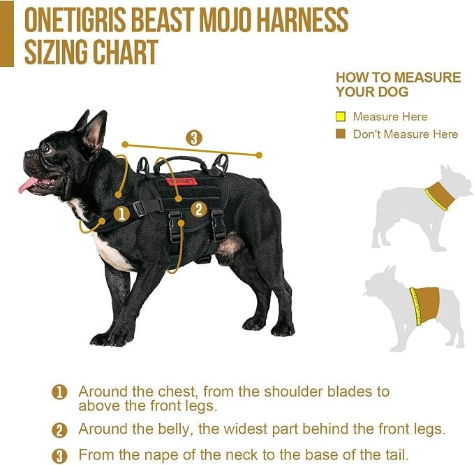 OneTigris Tactical Dog Harness XS Small Dog Vest with Handle | Military XS dog harness with vertical control handle. Soft fleece padding & quick-release. Ideal for training & walks.