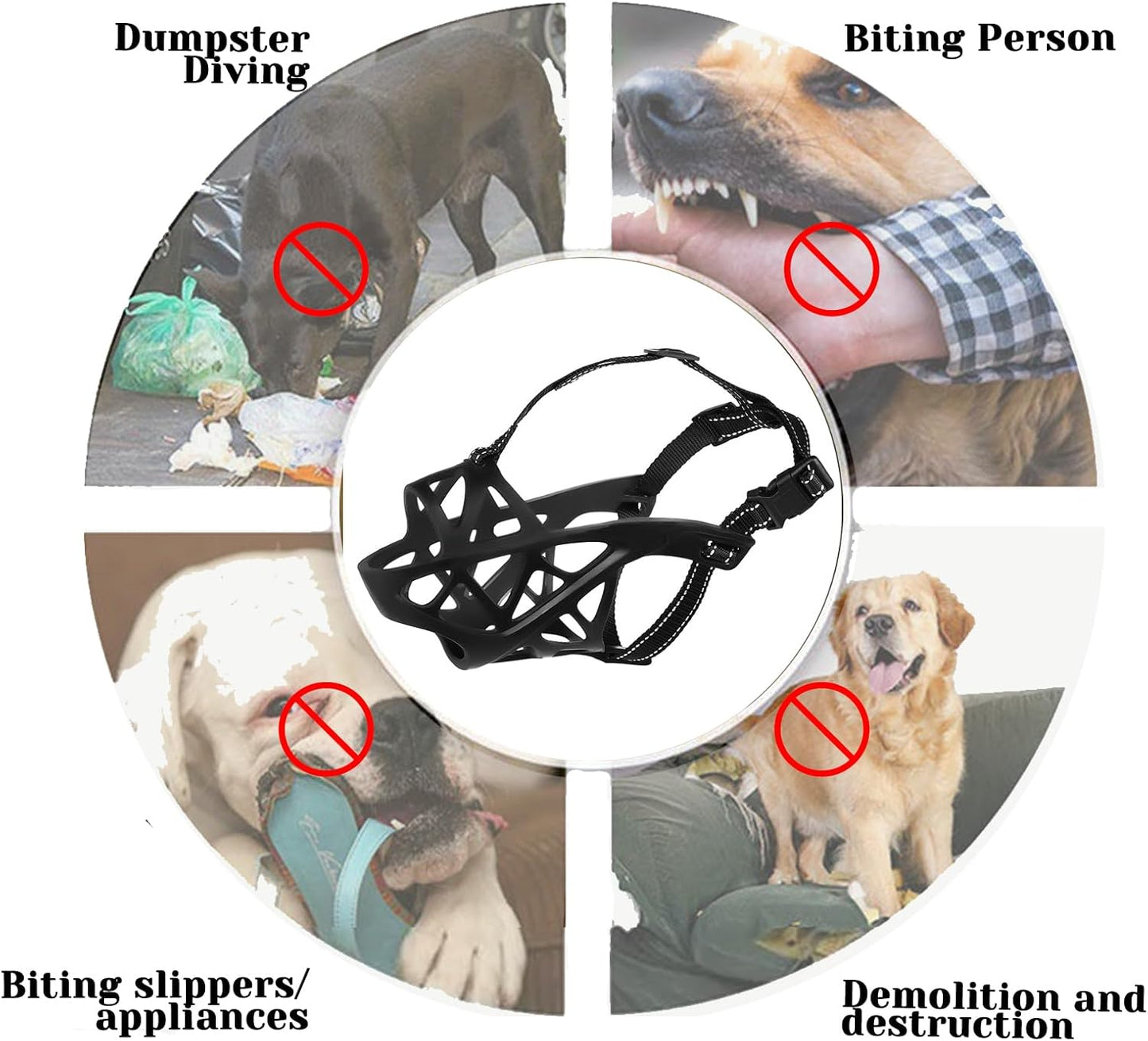 Dog Muzzle, Breathable Basket and Soft Cage Black Dog Mouth Cover,Anti-Biting, Barking and Chewing for Small Medium Large Dogs, 1 Pack Poop Bags for Dogs (XL)
