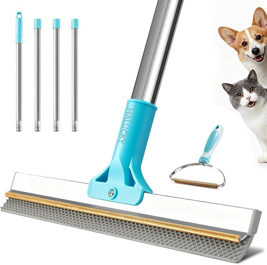 Carpet Rake for Pet Hair Removal Tool, 2 in 1 TPU and Copper Rake Teeth Uproot Clean Hair Remover with 63’’ Adjustable Long Handle,Cat & Dog for Carpets,Rugs, Mats (63’’ Long Handle+1 Short Handle)