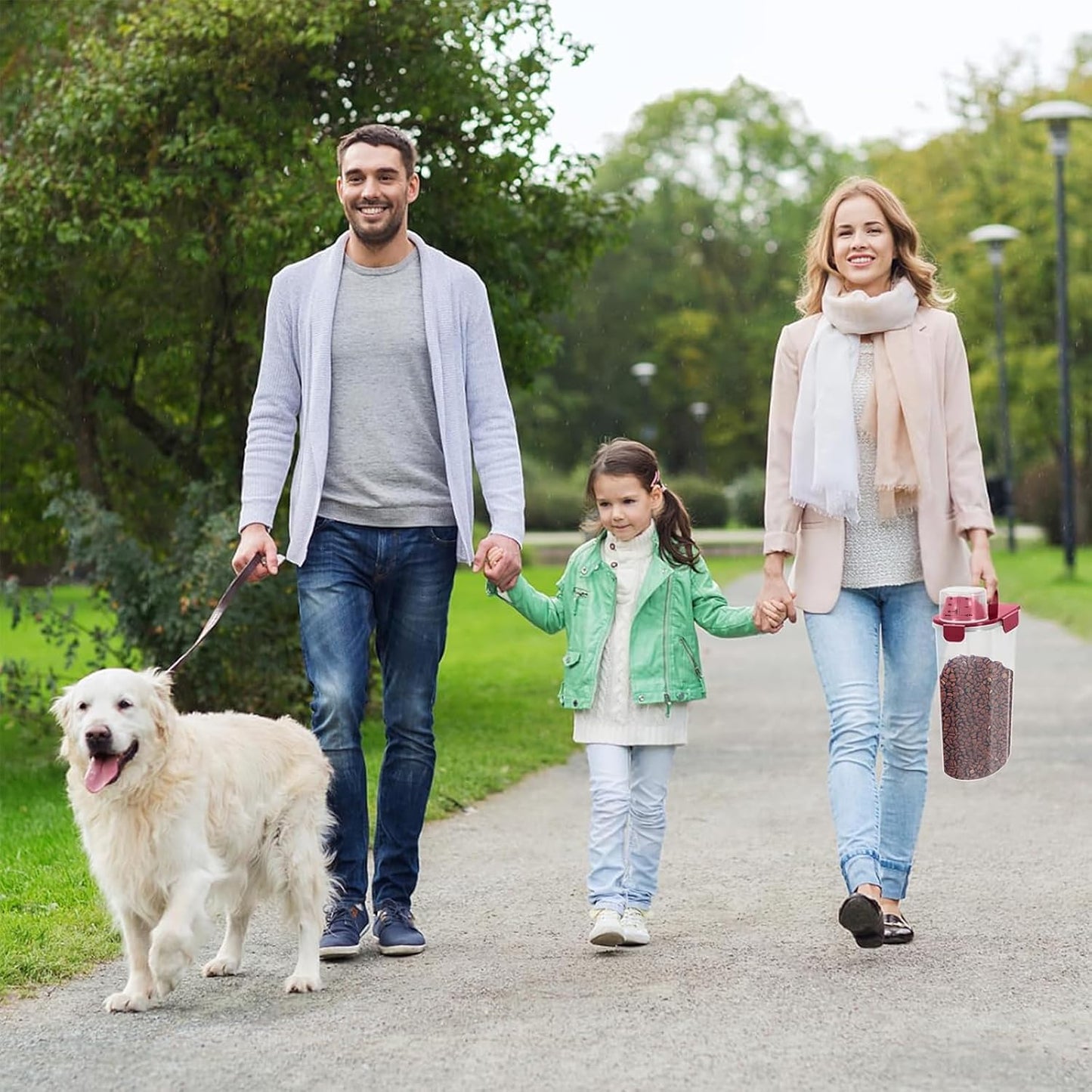 5-7Lbs Dog Cat Food Storage Container with Upgraded Large Nozzle BPA-free, 4 Snap Seals Plastic Pet Food Storage Containers with Handles (1, Elegant Red, 5L)