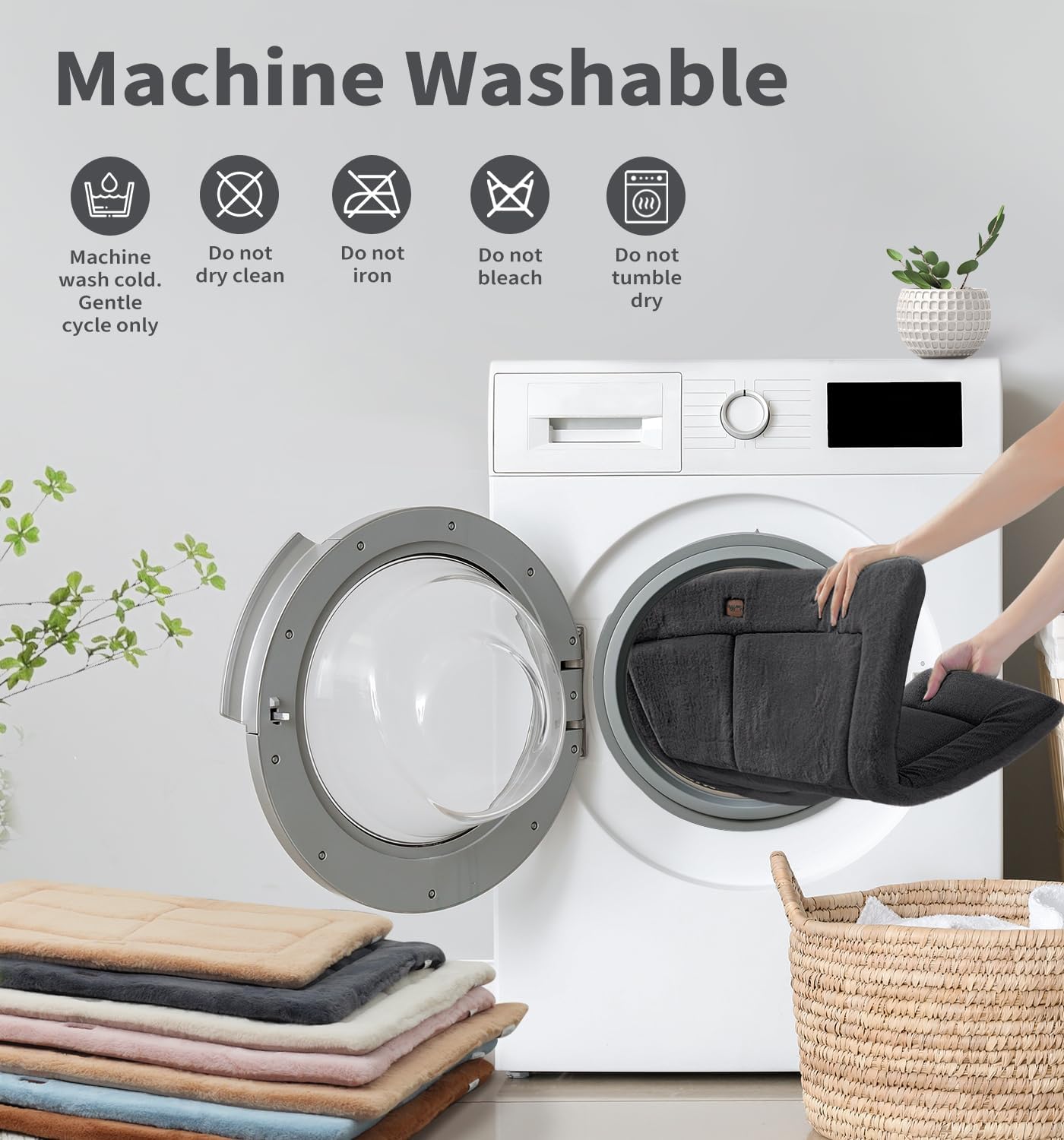 MADE 4 PETS Dog Crate Pad Bed for Medium Large Dogs, Washable & Reversible, Anti-Slip Kennel Mat for Cozy Sleeping, Soft Fluffy Dog Bed for Indoor & Outdoor Use, 35"x23", Dark Gray