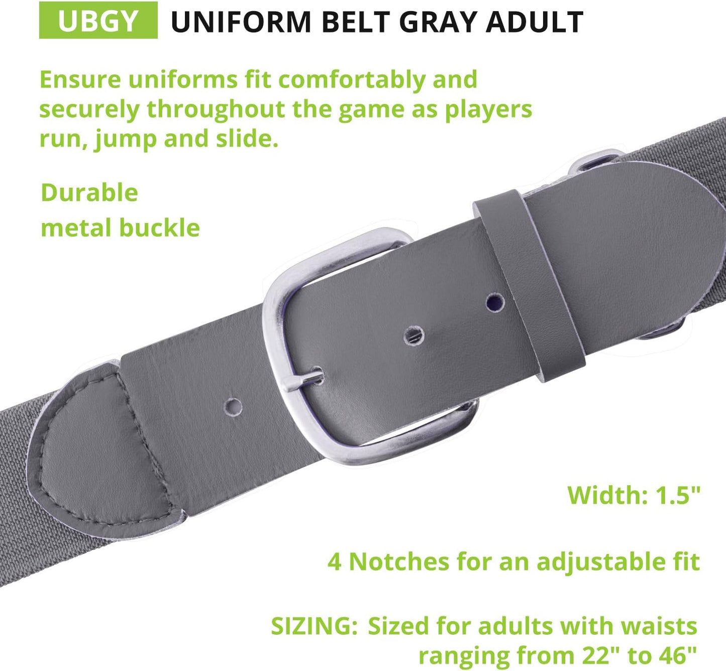 Champion Sports Baseball/Softball Uniform Belt, Comfort Stretch Fit Durable Syntex Tab - Youth & Adult Sizes, Multiple Colors