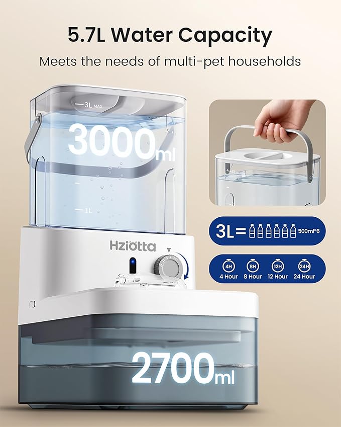 Cat Water Fountain with Radar Sensing, Stainless Steel Pet Water Fountain with 3L Clean Water Tank & 2.7 L Wastewater Tank, Wireless Cat Fountains for Drinking, No Filters, 30db Low Noise