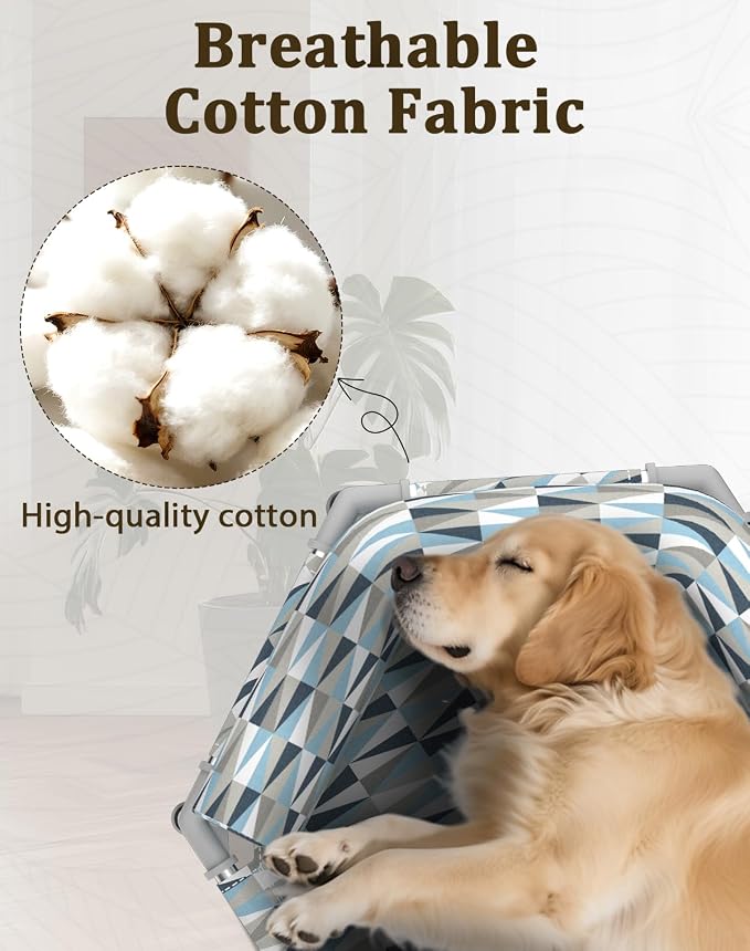 Elevated Dog Bed with Bolster, Raised Cooling Orthopedic Dogs Cot Medium | Hexagon Outdoor Dog Bed with Metal Frame for Up to 80 lbs, Portable Dog Hammock for Patio Camping, Breathable, Off the Ground