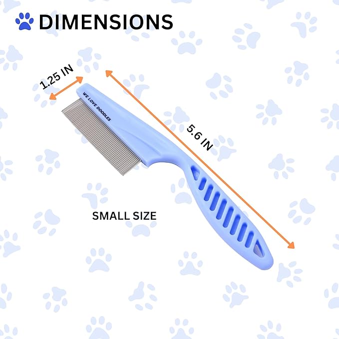 We Love Doodles Small Dog Face Grooming Comb and Small Slicker Brush Bundle - Tear Stain Remover For Dog Eye Boogers - Long Pin Brush For Dematting - Pet Eye Brush - Combs For Grooming - Made in USA