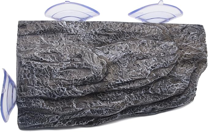 Turtle Basking Platform with 3 Suction Cups,for Frogs,Tortoise,Grey | 8.66" Floating Resting Terrace, |Adjustable Level | Natural Rock Texture, Anti-Skid | for Fish Tank, Aquarium, Terrarium