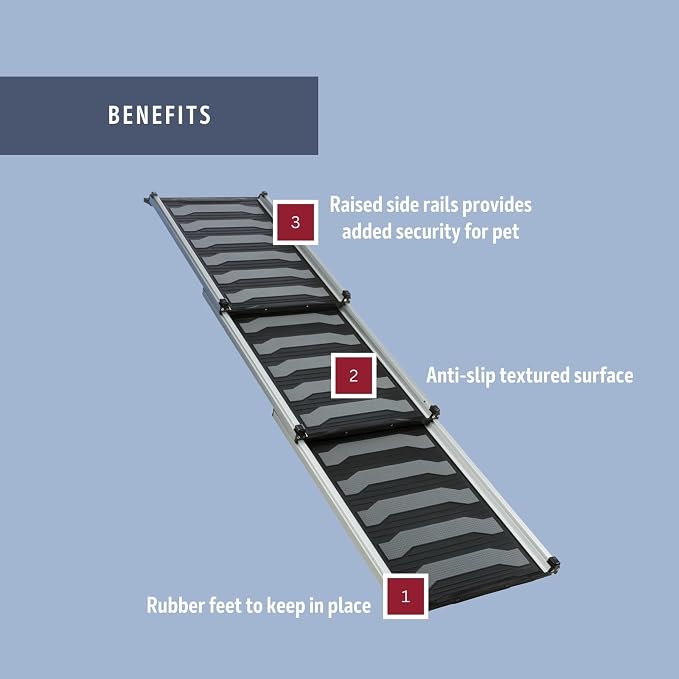 Trixie Telescoping Dog Ramp, Silver/Black | Adjustable Lengths, Made of Lightweight Aluminium, Ideal for Cars and SUVs, Easily Adjustable