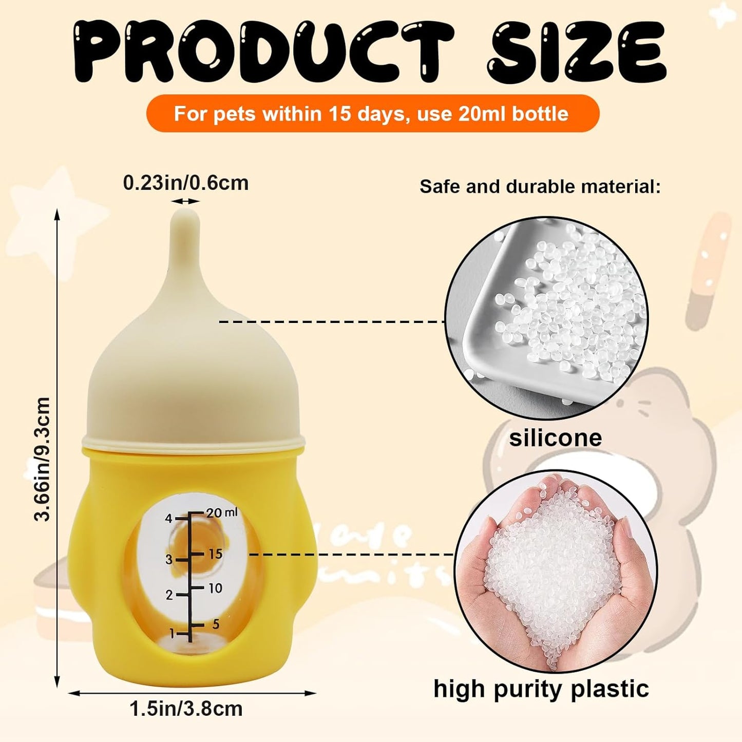 Pet Feeder Bottle Animal Feeding Bottles Kitten Bottles for Nursing Dog Cat Milk Feeding Bottle Anti-Choking Design for Newborn Kittens Puppies Small Animals (20 ml)