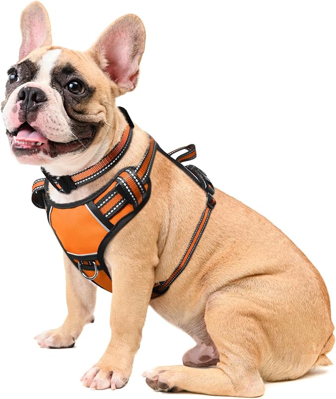 Dog Harness No Pull, Pet Harnesses with Dog Collar, Adjustable Reflective Oxford Outdoor Vest, Front/Back Leash Clips for Small, Medium, Large, Extra Large Dogs, Easy Control Handle for Walking