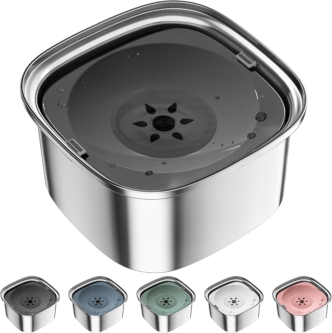 UPSKY 3L Dog Water Bowl 101oz Stainless Steel No Spill Large Capacity Dog Food Water Bowl Slow Water Feeder, Spill Proof Pet Water Dispenser Vehicle Carried Travel Water Bowl