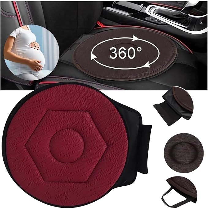 360° Rotating Seat Cushion - 2024 New Rotating Car Seat, Swivel Car Seat with Memory Foam, Non-Slip Car Seat Cushion for Elderly Support, Portable Seat Cushion for All Car (Red)