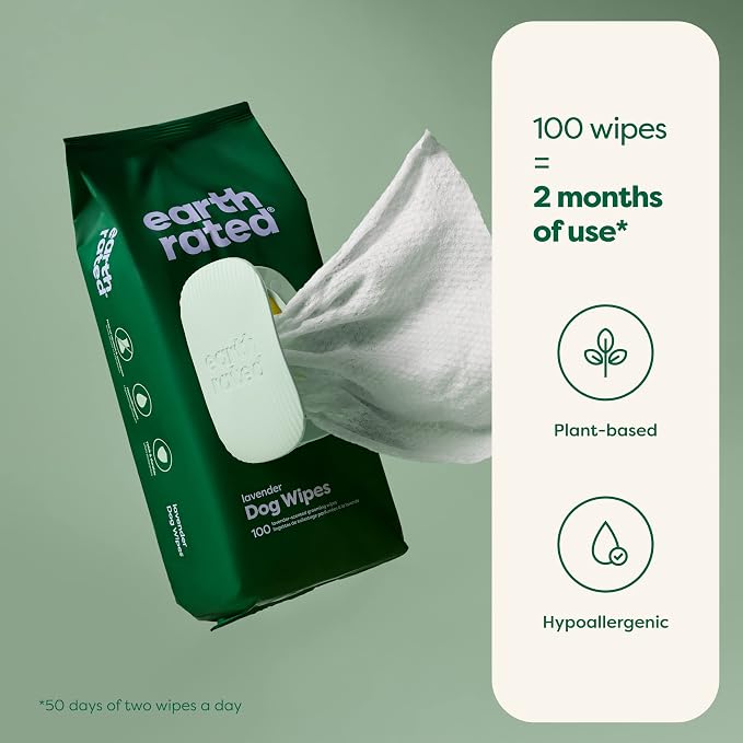 Earth Rated Essentials Bundle - 100 Lavender-scented Grooming Wipes and 270 Dog Waste Bags