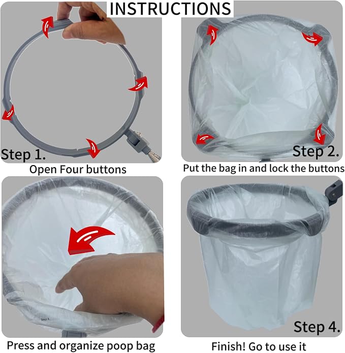 Pooper Scooper with 120 Waste Bags, 55" Dog Pooper Scooper with Extendable Long Handle Portable Foldable Dog Poop Catcher,Poop Pick Up Pooper Scooper for Dogs Cats